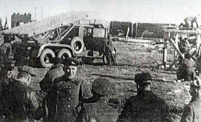 Механизированная установка, II образец, на Ржевском полигоне под г.Ленинградом (октябрь 1939 г.)